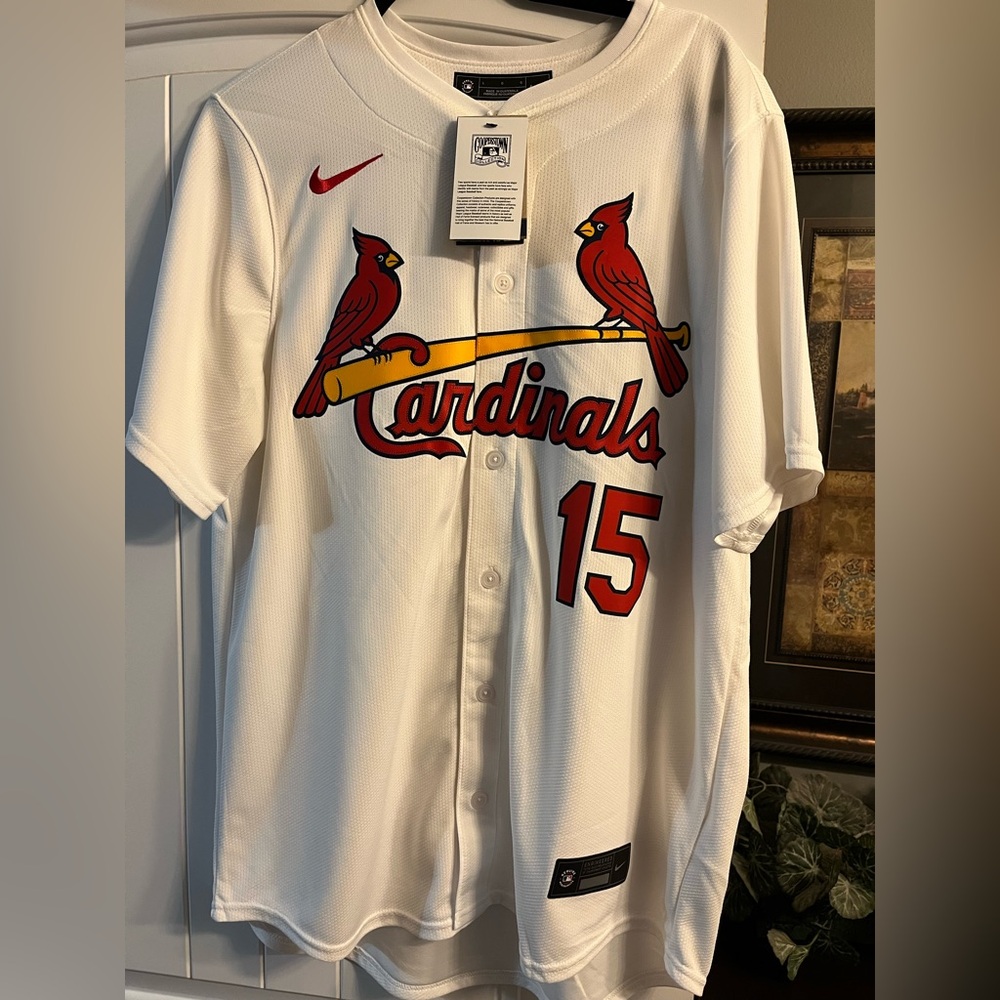 Nike White Jersey with Black Nike Patch and MLB Tag #15